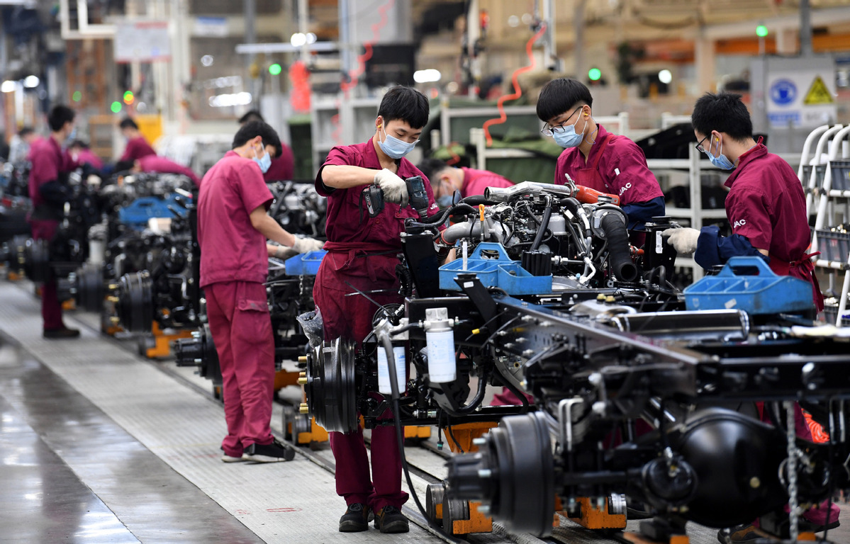 Employees Work at the Production Line of a JAC Motors Plant